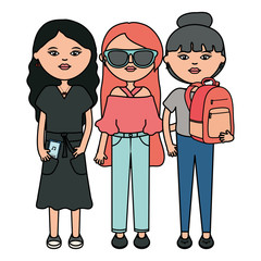 cute girls with accessories urban style characters