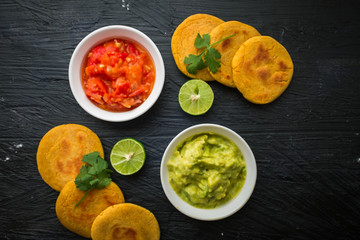 Ingredients and Preparation of typical Colombian Food: Arepas