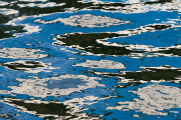 Interesting blue and white patterns in water