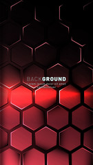 Vertical hexagon background. Gradient color light pattern with dark background technology style. Honeycomb. Vector illustration of light.