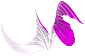 Wavy fabric on a white background. 3D rendering.