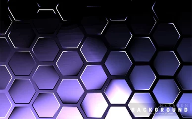 Tapeten Abstract hexagon gradient colorful light pattern with a dark background technology style. Honeycomb. Vector illustration © artnoy