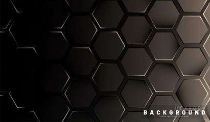Abstract hexagon gradient colorful light pattern with a dark background technology style. Honeycomb. Vector illustration