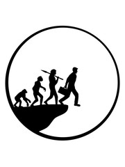 mensch evolution entwicklung mond nacht rund kreis logo springen abhang klippe ende absturz aussterben affe überleben klimakrise tot sterben clipart design