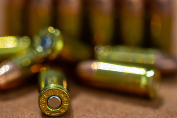 9mm bullets background bokeh