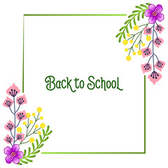 Poster for back to school, education template, with concept purple flower frame background. Vector