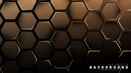 Abstract hexagon gradient colorful light pattern with a dark background technology style. Honeycomb. Vector illustration