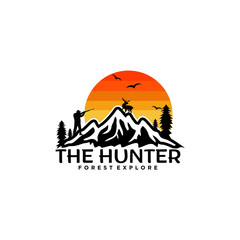 Outdoor Hunter Logo Design Vector Template