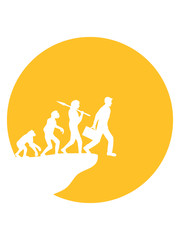 logo mensch evolution entwicklung mond nacht rund kreis springen abhang klippe ende absturz aussterben affe überleben klimakrise tot sterben clipart design
