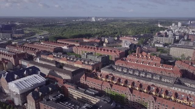 Copenhagen streets and residence aerial view in Denmark
