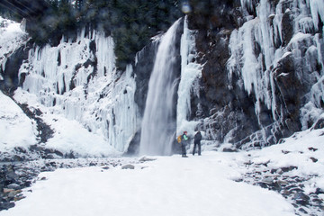 Fototapeta na wymiar Franklin Falls Beautiful Frozen Waterfall in Washington State During Winter