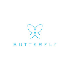 one line butterfly logo design vector template. modern and simple style