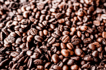 Coffee beans roasted for the background