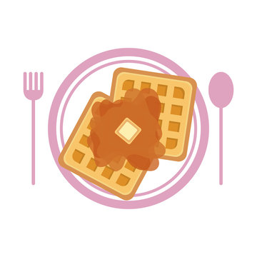 Isolated breakfast waffle vector design