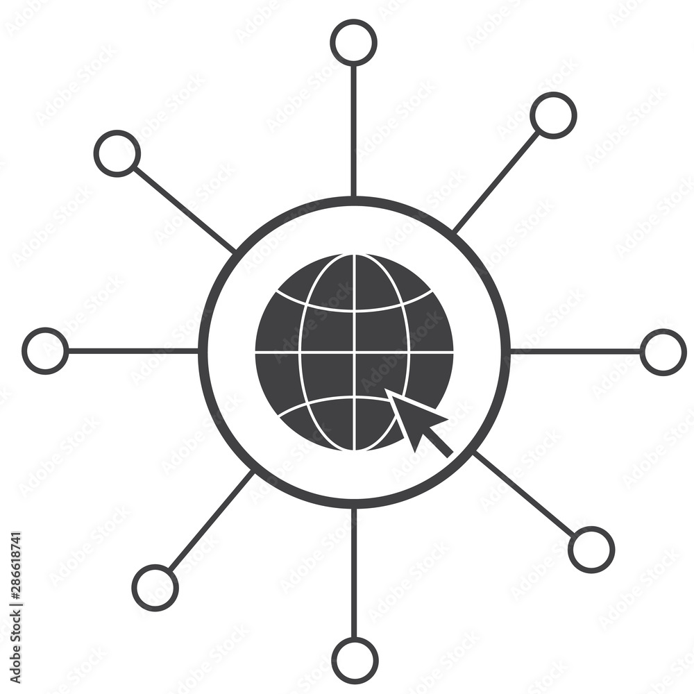 Wall mural global network connection icon on white background. flat style. business networking icon for your we