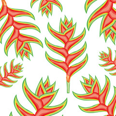 Fototapeta na wymiar tropical beauty heliconias exotic plants pattern