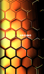 Vertical hexagon background. Gradient color light pattern with dark background technology style. Honeycomb. Vector illustration of light.