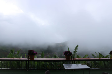 sky ,cloud , fog and mountain