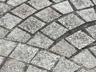 Curve old brick floor pattern in the park