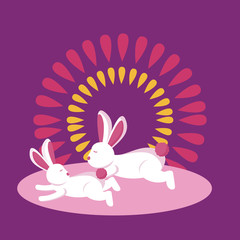Rabbits of mid autumn festival vector design