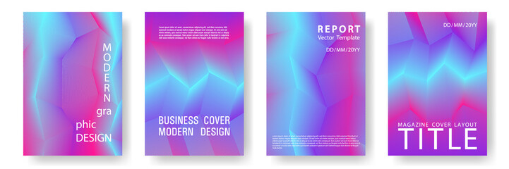 Fototapeta premium Broken lines gradient report cover templates vector set.