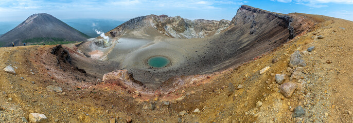 Top of the mount Meakan. Active volcano in Akan Mashu national park, Hokkaido, Japan