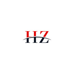 Initial letter HZ, overlapping movement swoosh horizon logo company design inspiration in red and dark blue color vector