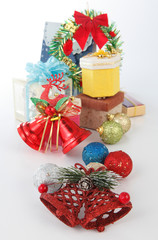 A Christmas decoration is any of several types of ornamentation used at Christmastime. The traditional colors of Christmas are pine green (evergreen), snow white, and heart red.
