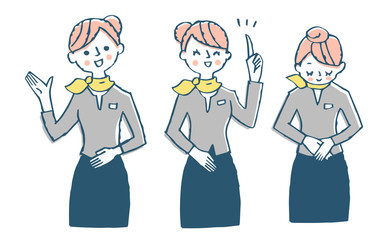 説明する女性　セット　グレー