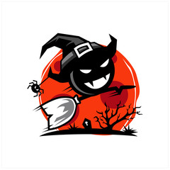 Skull Halloween Red Moon Vector