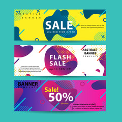Horizontal banner set with Modern Colorful fluid element web template . Modern flat material design