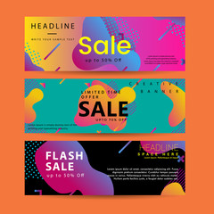 Horizontal banner set with Modern Colorful fluid element web template . Modern flat material design