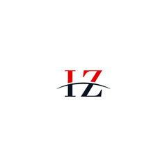Initial letter IZ, overlapping movement swoosh horizon logo company design inspiration in red and dark blue color vector