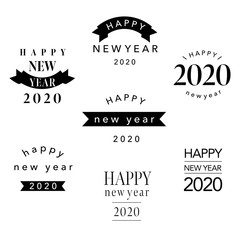 Fototapeta premium Happy new year 2020 emblems, logo design set