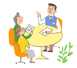 相談するシニア夫婦