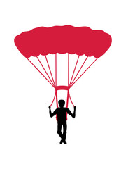 fallschirmspringer silhouette liebe springen logo hobby geöffneter fallschirm spaß absturz fliegen fallen tief boden clipart cool luft design