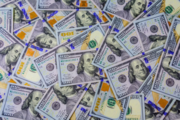 Background of the many american one hundred dollar banknotes