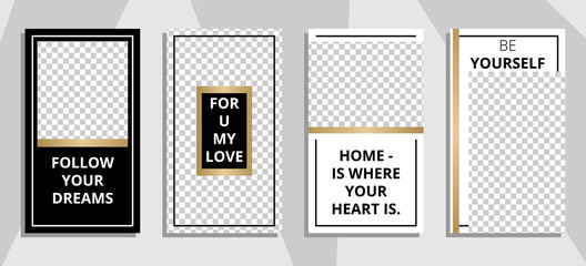 Commercial stories design, eps 10. Editable story cover design for promotion. Geometrical elements, trendy colours.