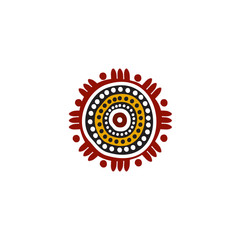 Aboriginal art dots painting icon logo design vector illustration template