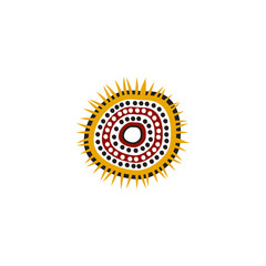 Aboriginal art dots painting icon logo design vector illustration template