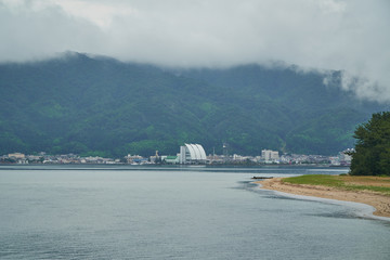 Amanohashidate sea with blue sky