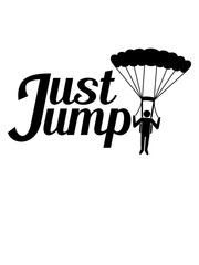 fallschirmspringer just jump einfach springen logo hobby geöffneter fallschirm spaß absturz fliegen fallen tief boden springen clipart cool luft design