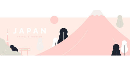 Japan travel and tourism poster design, pastel theme © momosama