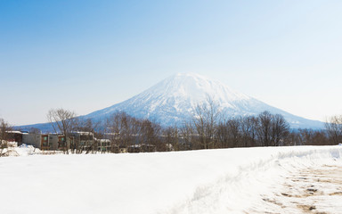 Snow Yotei  Mountain in winter time of Hokkaido, Japan.