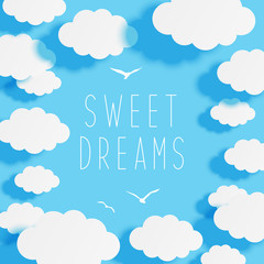 Paper clouds on blue sky background for Your design