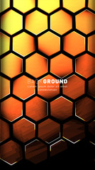 Vertical hexagon background. Gradient color light pattern with dark background technology style. Honeycomb. Vector illustration of light.