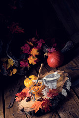 an autumnal rustic Canned Pumpkin,