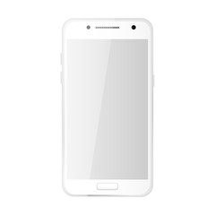 White smartphone with blank screen. Vector illustration on white background.