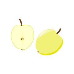 Whole and sliced yellow Apple. Vector illustration.