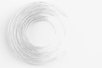 Digital background of many intertwined white rings. 3D illustration. 3D rendering